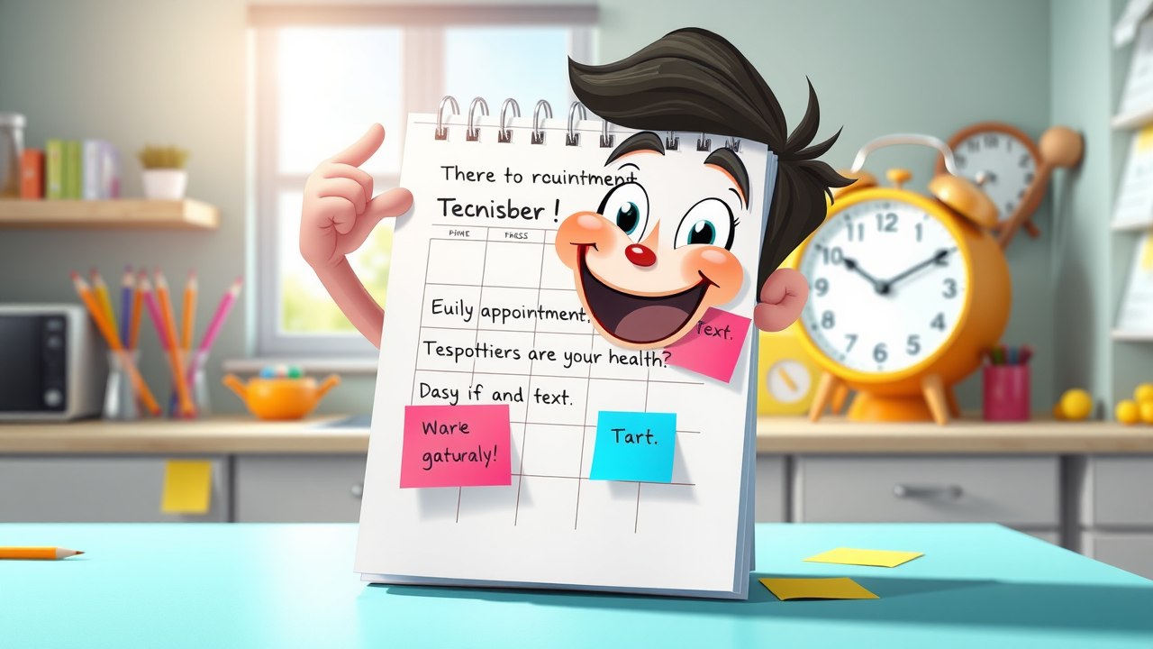 Motivational scene of a calendar with marked dental appointments and oral health notes
