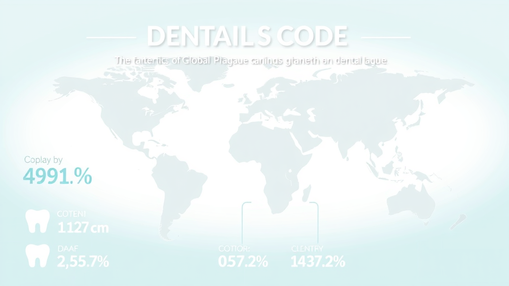 Infographic showing the global prevalence of dental plaque; map visuals, data icons, and no people