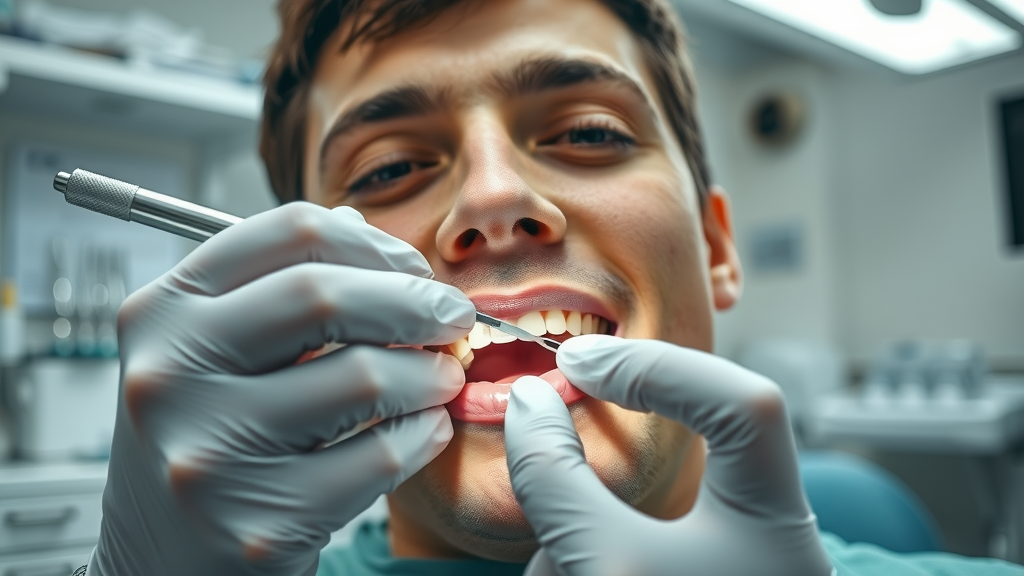 Dentist carefully applying dental bonding to a chipped tooth during a cosmetic dentistry procedure