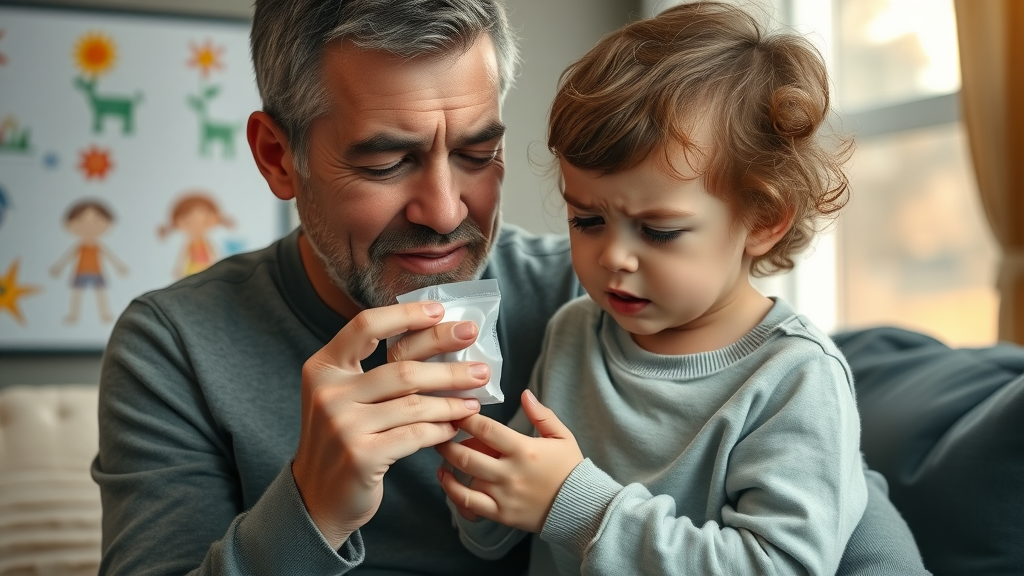 Parent comforting a child with tooth pain, consequences of untreated tooth decay in baby teeth