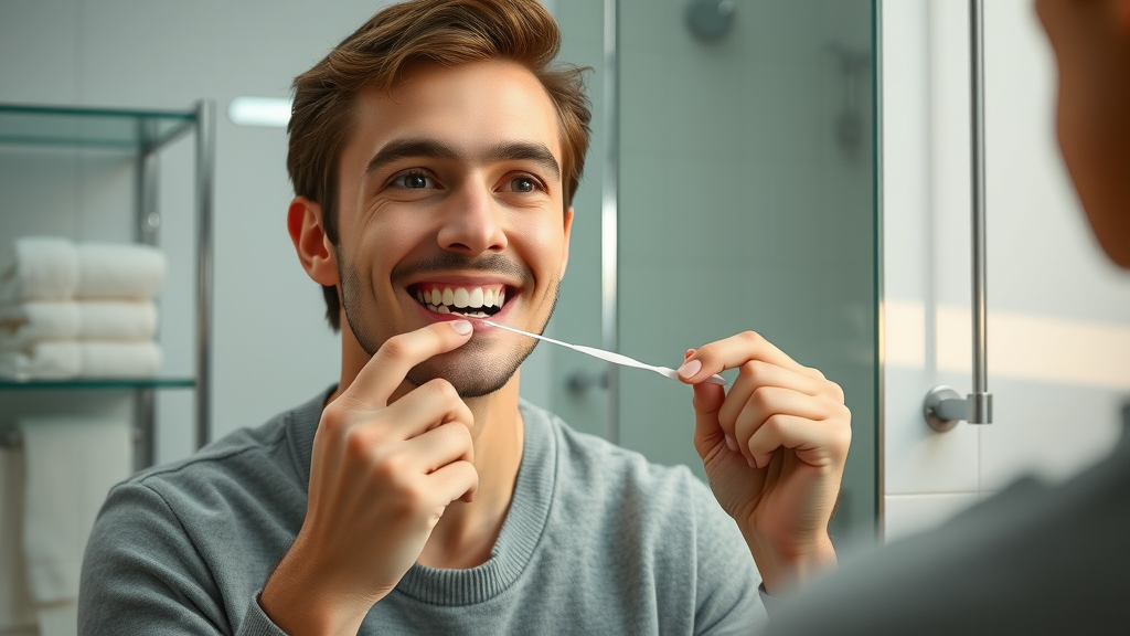 person practicing healthy evening flossing habit in a modern bathroom for do i really need to floss
