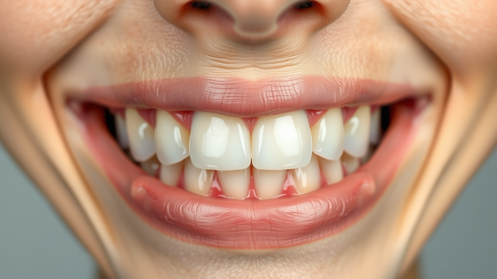 Close-up of teeth showing enamel thinning, yellowing, and transparency at the edges—a visual sign of enamel and tooth surface loss.