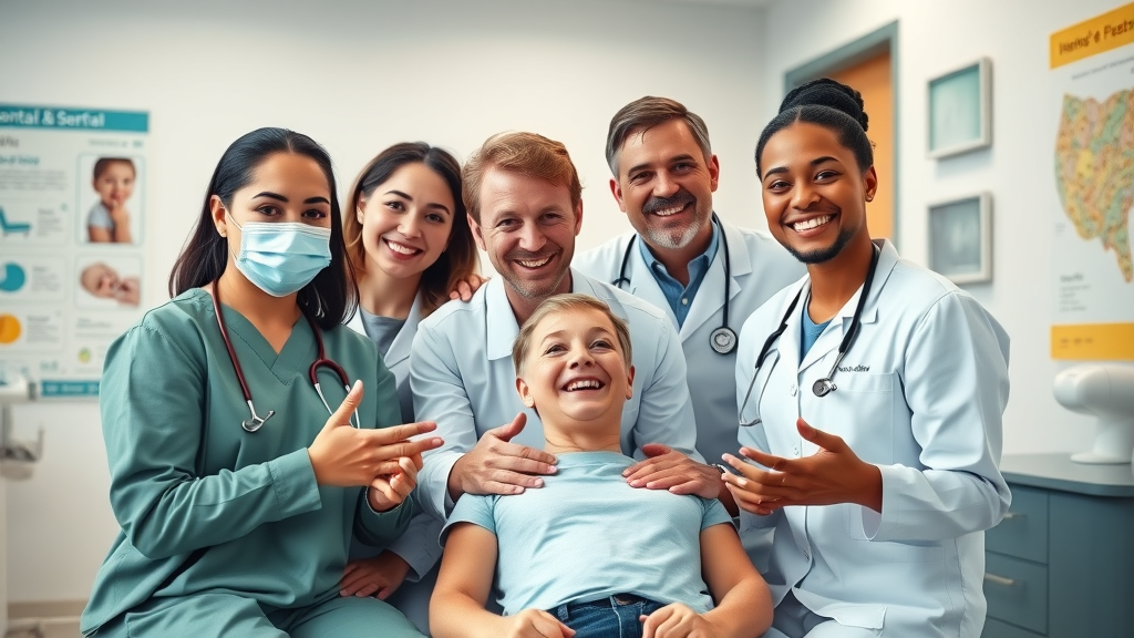 diverse dentist team encouraging patient for oral health consultation - vaping and teeth