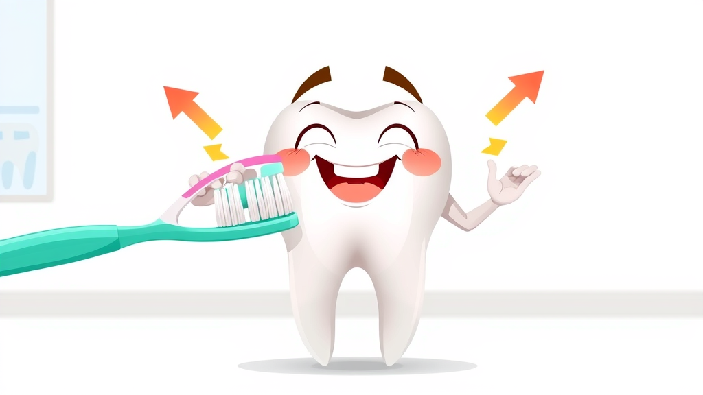 educational illustration showing a toothbrush pressing too hard on a tooth, highlighting enamel wear and damage, what about brushing too hard