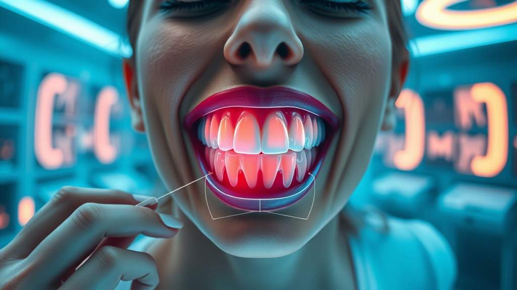 Diagram showing increased gum inflammation and bleeding gums during pregnancy with highlighted red swollen gum areas